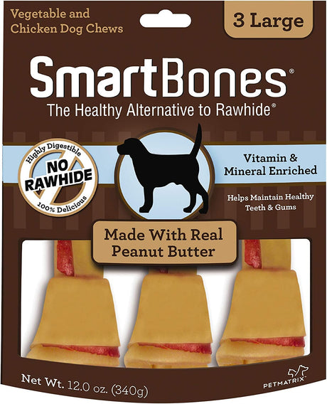 SmartBones Rawhide Free Peanut Butter Bones Large - PetMountain.com