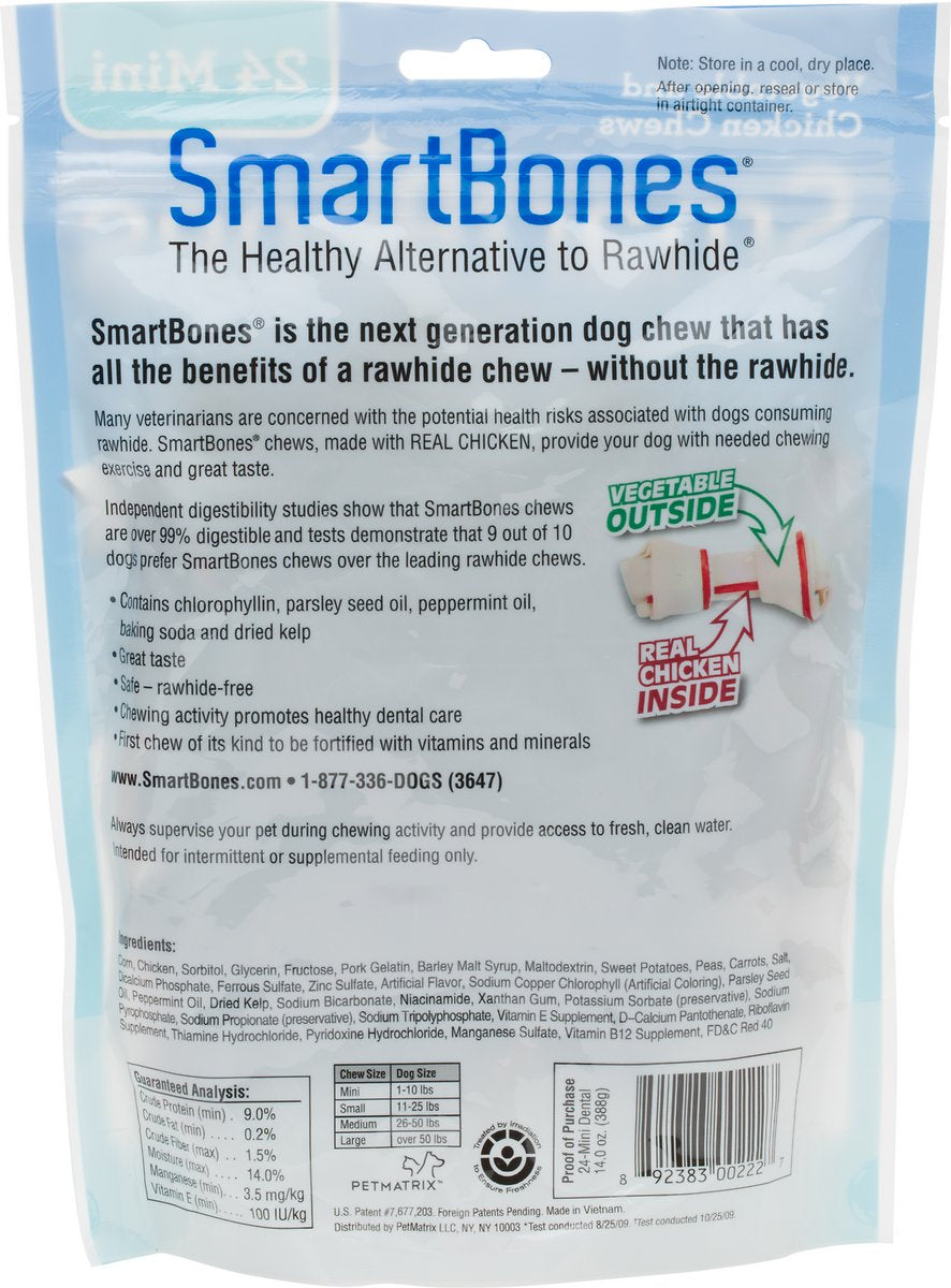 72 count (3 x 24 ct) SmartBones Rawhide Free Dental Bones Mini