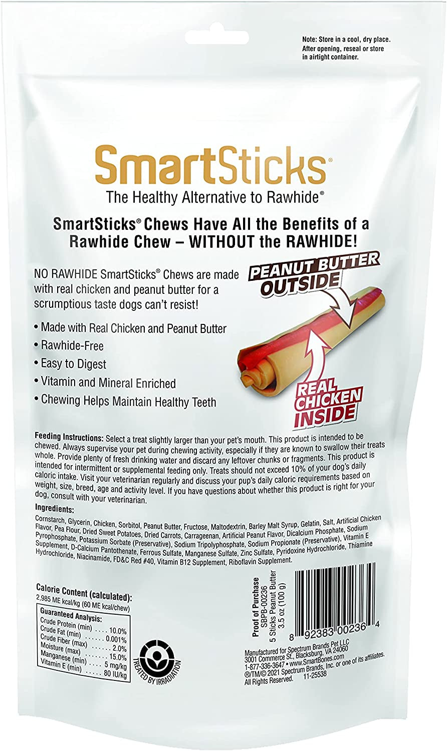 30 count (6 x 5 ct) SmartBones SmartSticks with Real Peanut Butter
