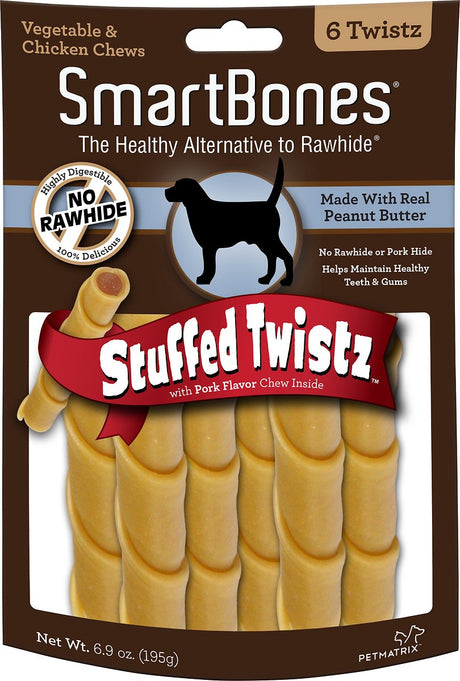 SmartBones Stuffed Twistz Chicken and Peanut Butter Rawhide Free Dog Chew - PetMountain.com