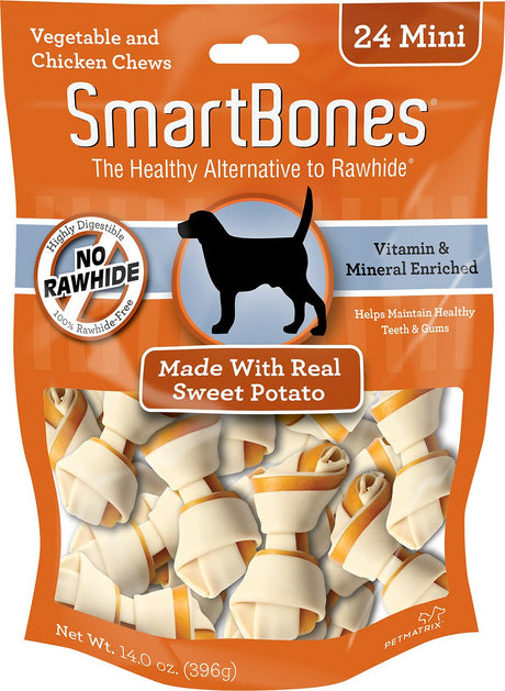 SmartBones Rawhide Free Sweet Potato Bones Mini - PetMountain.com