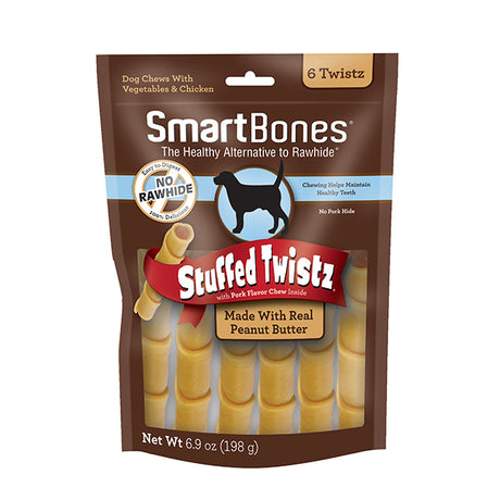 96 count (16 x 6 ct) SmartBones Stuffed Twistz with Real Peanut Butter