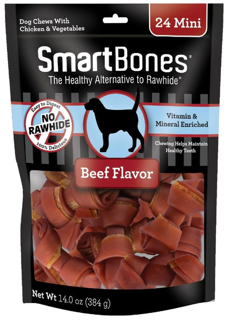 24 count SmartBones Rawhide Free Beef Bones Mini