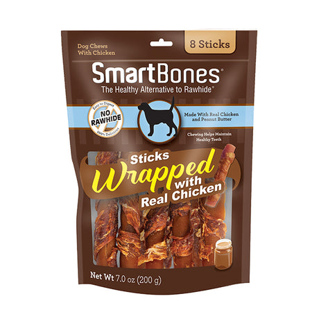 8 count SmartBones Chicken Wrapped Peanut Butter Sticks Rawhide Free Dog Chew