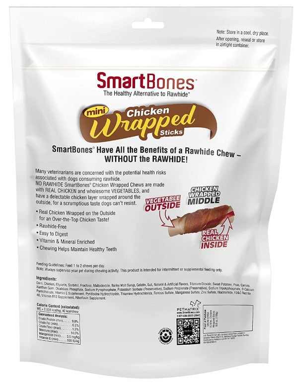 15 count SmartBones Mini Chicken Wrapped Sticks Rawhide Free Dog Chew