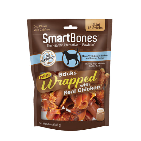 SmartBones Mini Chicken Wrapped Peanut Butter Sticks Rawhide Free Dog Chew - PetMountain.com