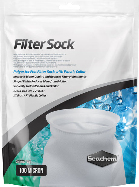 Large - 6 count Seachem Filter Sock Polyester Felt Filter Sock with Plastic Collar for Aquariums
