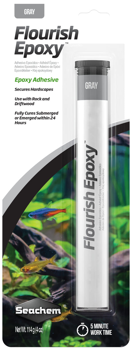 Seachem Flourish Epoxy Gray Adhesive for Securing Hardscapes in Aquariums - PetMountain.com
