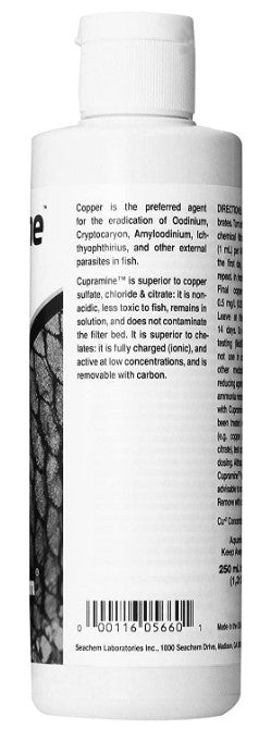 8.5 oz Seachem Cupramine Buffered Active Copper Effective Against External Parasites in Aquariums