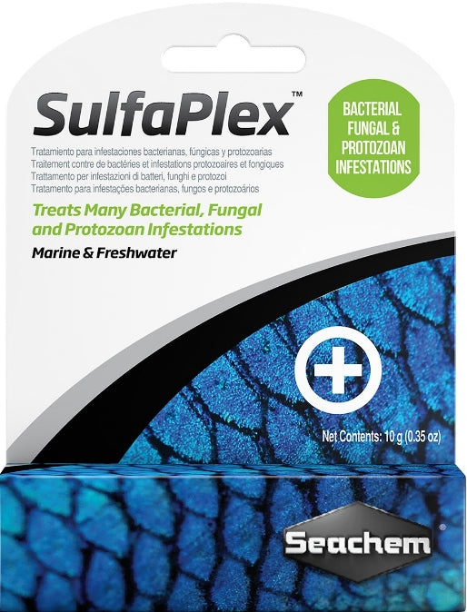 2.4 oz (6 x 0.4 oz) Seachem Sulfaplex Bacterial, Fungal and Protozoan Treatment