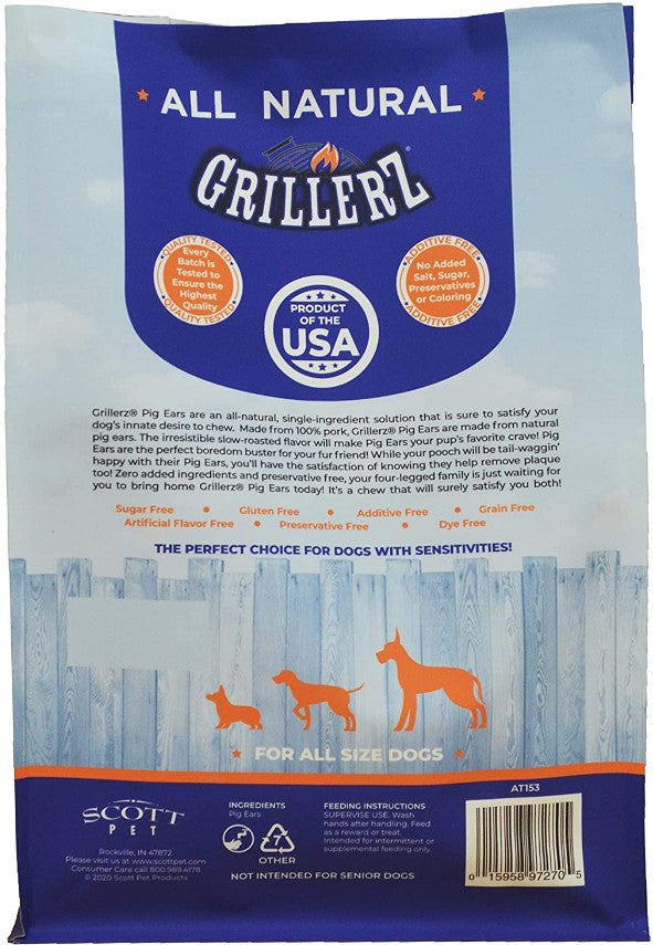 36 count (3 x 12 ct) Grillerz All Natural Pig Ears Dog Chew Treats