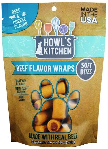 Howls Kitchen Beef Flavor Wraps Beef and Cheese - PetMountain.com