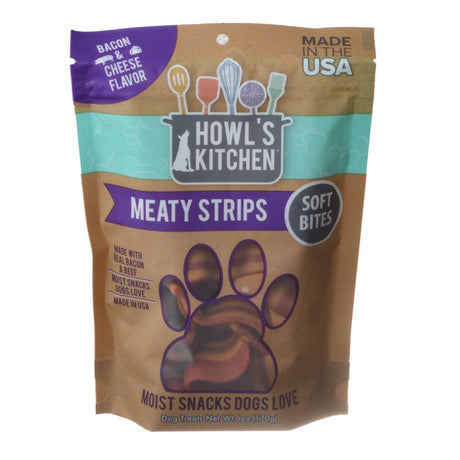 120 oz (20 x 6 oz) Howls Kitchen Meaty Strips Bacon and Cheese