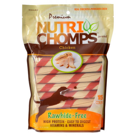 Pork Chomps Premium Nutri Chomps Chicken Wrapped Twists Dog Treat - PetMountain.com
