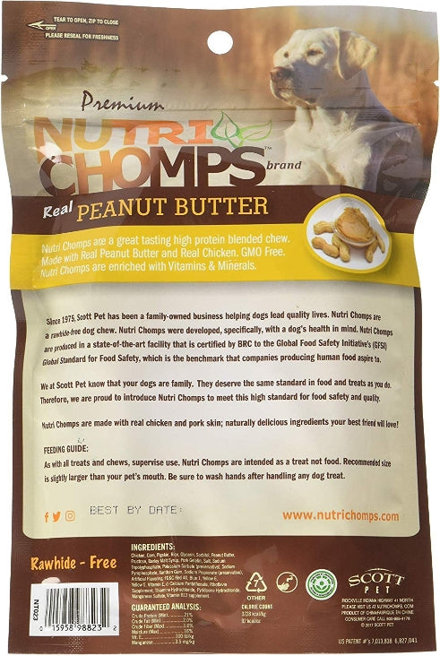24 count (6 x 4 ct) Pork Chomps Premium Nutri Chomps Peanut Butter Flavor Braids