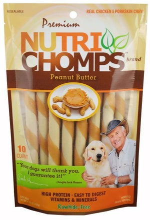 60 count (6 x 10 ct) Nutri Chomps Mini Twist Dog Treat Peanut Butter Flavor