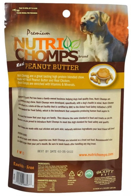 10 count Nutri Chomps Mini Twist Dog Treat Peanut Butter Flavor