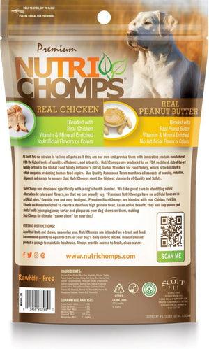 72 count (9 x 8 ct) Nutri Chomps Rawhide Free Real Chicken and Porkskin Mini Dog Chews with Real Peanut Butter