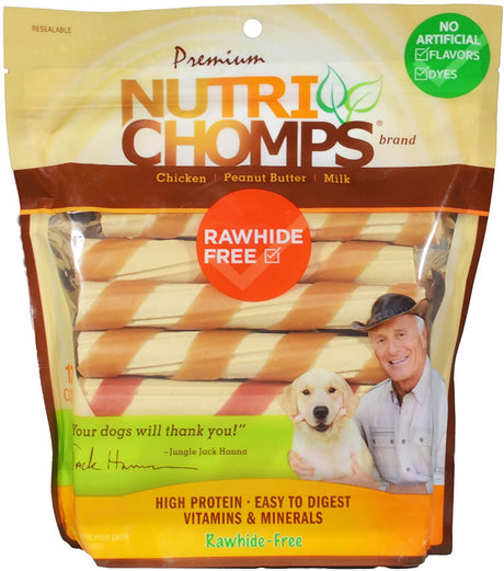 36 count (3 x 12 ct) Nutri Chomps Wrapped Twist Dog Treat Assorted Flavors