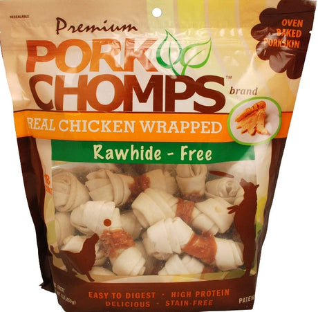 Pork Chomps Premium Real Chicken Wrapped Knotz Regular - PetMountain.com