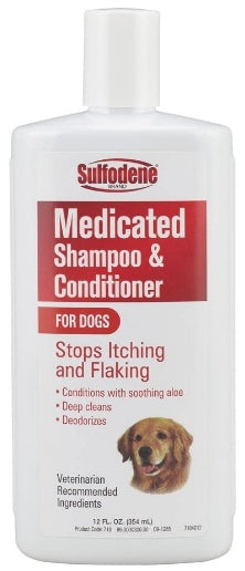 36 oz (3 x 12 oz) Sulfodene Medicated Shampoo and Conditioner For Dogs
