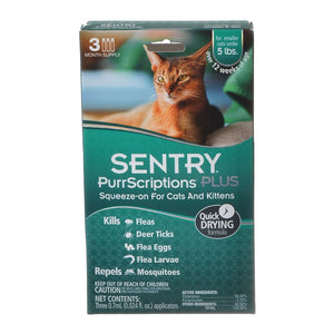 Sentry PurrScriptions Plus Squeeze-On Flea and Tick Control for Small Cats and Kittens - PetMountain.com