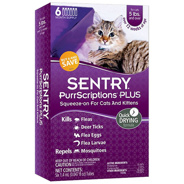 Sentry PurrScriptions Plus Squeeze-On Flea and Tick Control for Large Cats and Kittens - PetMountain.com