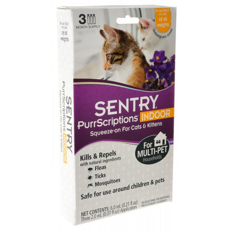 18 count (6 x 3 ct) Sentry PurrScriptions Indoor Squeeze-On for Cats and Kittens