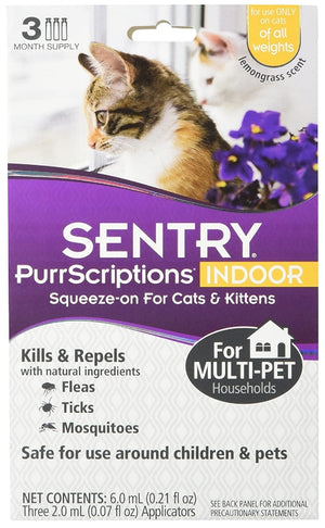 18 count (6 x 3 ct) Sentry PurrScriptions Indoor Squeeze-On for Cats and Kittens