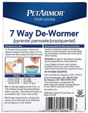 6 count (3 x 2 ct) PetArmor 7 Way De-Wormer for Small Dogs and Puppies 6-25 Pounds