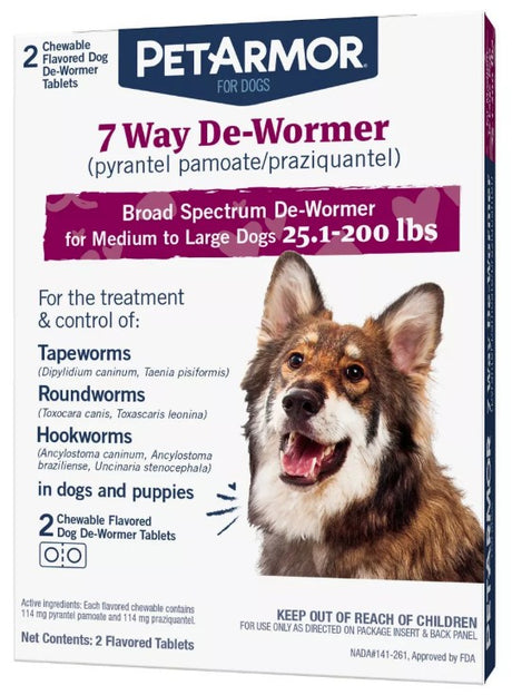 PetArmor 7 Way De-Wormer for Medium to Large Dogs 25-200 Pounds - PetMountain.com