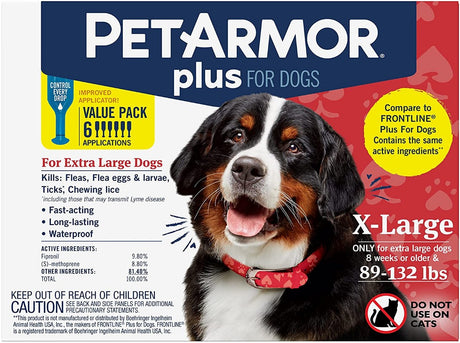 PetArmor Plus Flea and Tick Treatment for X-Large Dogs (89-132 Pounds) - PetMountain.com
