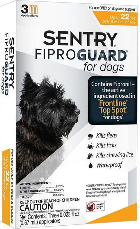 9 count (3 x 3 ct) Sentry FiproGuard Flea and Tick Control for Small Dogs
