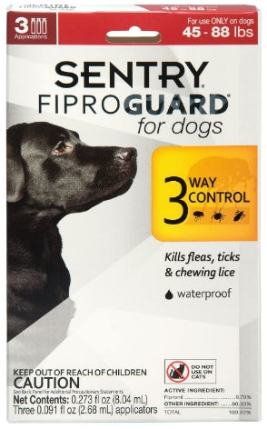 9 count (3 x 3 ct) Sentry FiproGuard Flea and Tick Control for Large Dogs