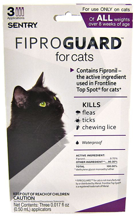 9 count (3 x 3 ct) Sentry FiproGuard Flea and Tick Control for Cats