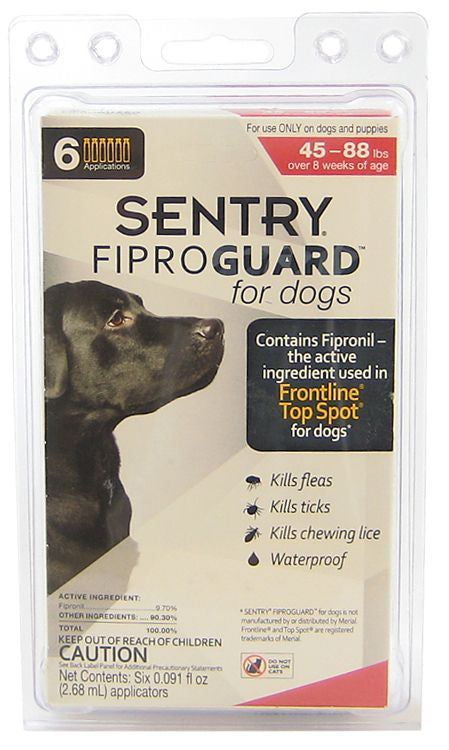 6 count Sentry FiproGuard Flea and Tick Control for Large Dogs