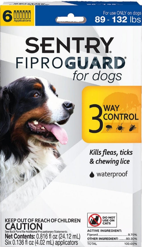 18 count (3 x 6 ct) Sentry FiproGuard Flea and Tick Control for X-Large Dogs