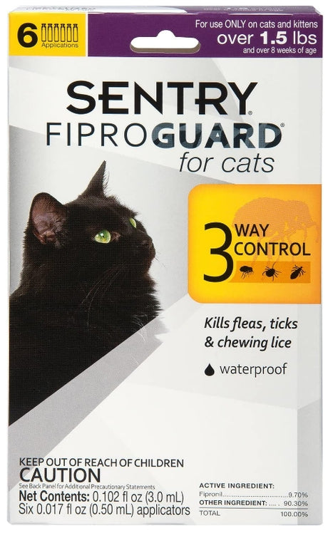 6 count Sentry FiproGuard Flea and Tick Control for Cats
