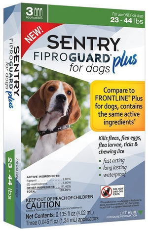 9 count (3 x 3 ct) Sentry FiproGuard Plus IGR Flea and Tick Control for Medium Dogs