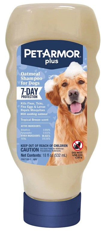 54 oz (3 x 18 oz) PetArmor Plus Oatmeal Shampoo for Dogs 7-Day Protection