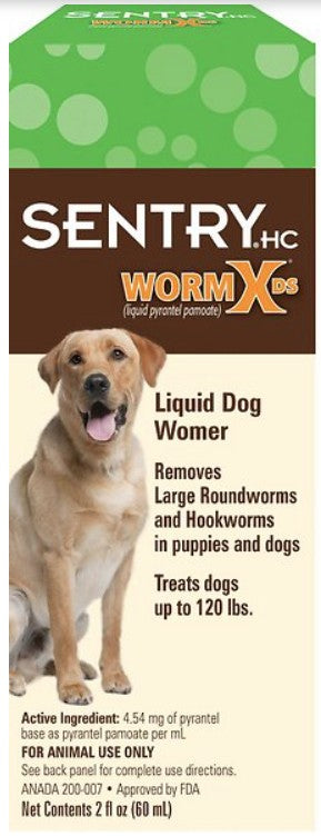6 oz (3 x 2 oz) Sentry Worm X DS Double Strength De Wormer for Dogs and Puppies
