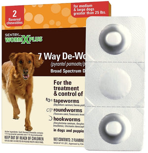 6 count (3 x 2 ct) Sentry Worm X Plus Large Dogs