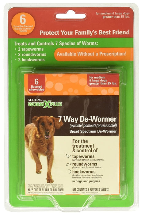 6 count Sentry Worm X Plus Large Dogs