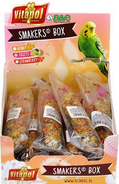 36 count (3 x 12 ct) AE Cage Company Smakers Parakeet Fruit Treat Sticks