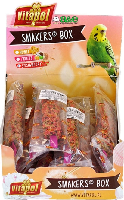 36 count (3 x 12 ct) AE Cage Company Smakers Parakeet Strawberry Treat Sticks
