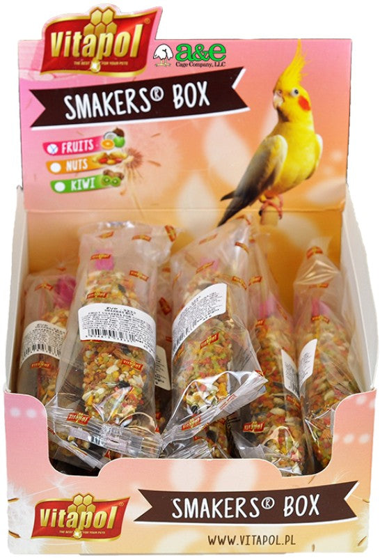 36 count (3 x 12 ct) AE Cage Company Smakers Cockatiel Fruit Treat Sticks