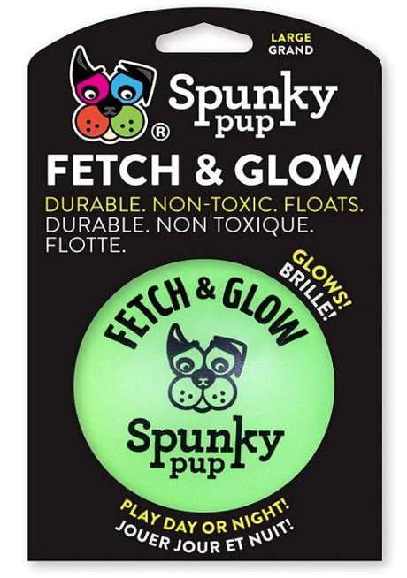 Large - 1 count Spunky Pup Fetch and Glow Ball Dog Toy Assorted Colors