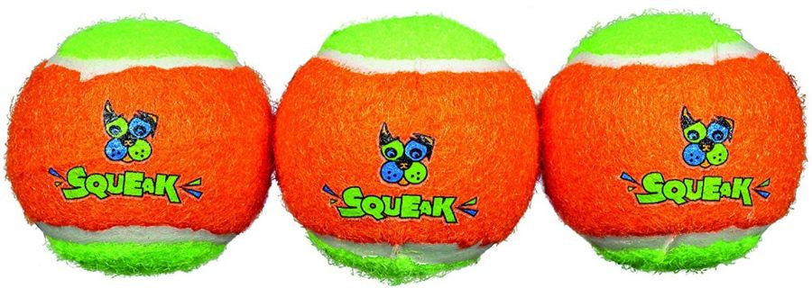 Small - 9 count Spunky Pup Squeak Tennis Balls Dog Toy