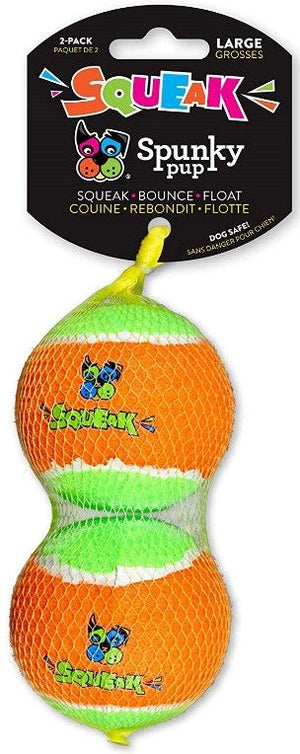 Spunky Pup Squeak Tennis Balls Dog Toy - PetMountain.com
