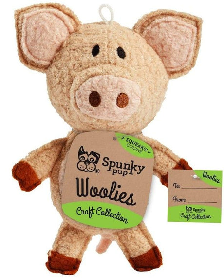 1 count Spunky Pup Woolies Pig Dog Toy